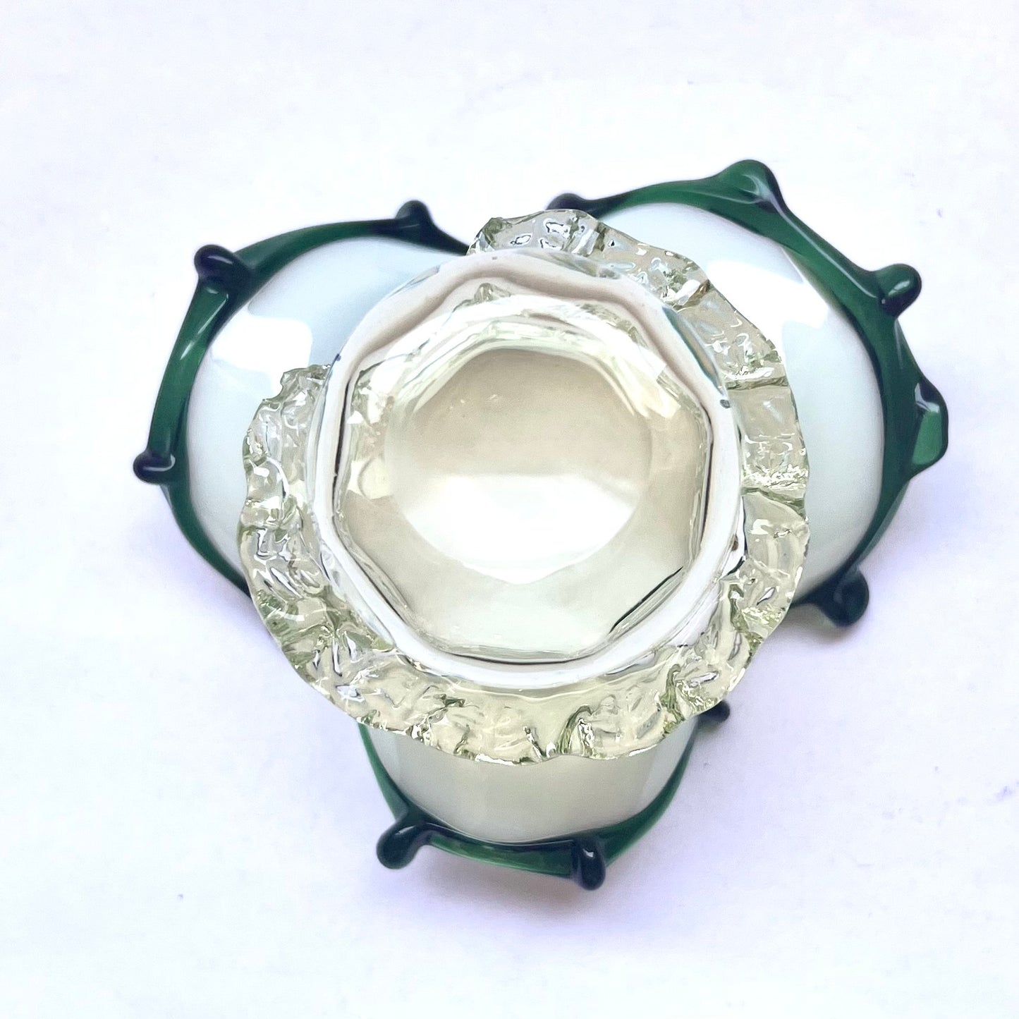 Beautiful little Victorian uranium and opalescent glass open salt cellar