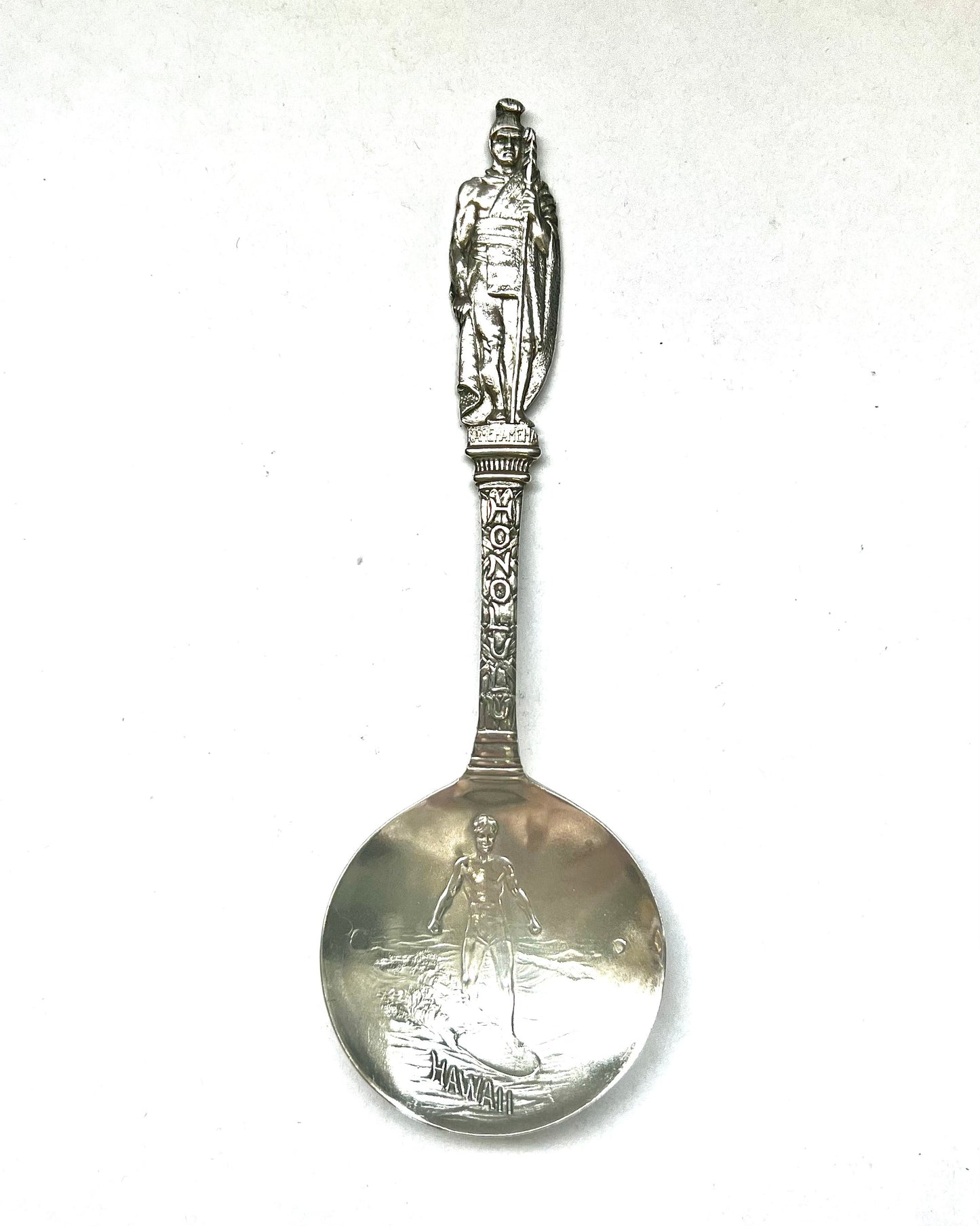 Antique Hawaiian souvenir sterling silver spoon, with marks for Charles M. Robbins, circa 1900s