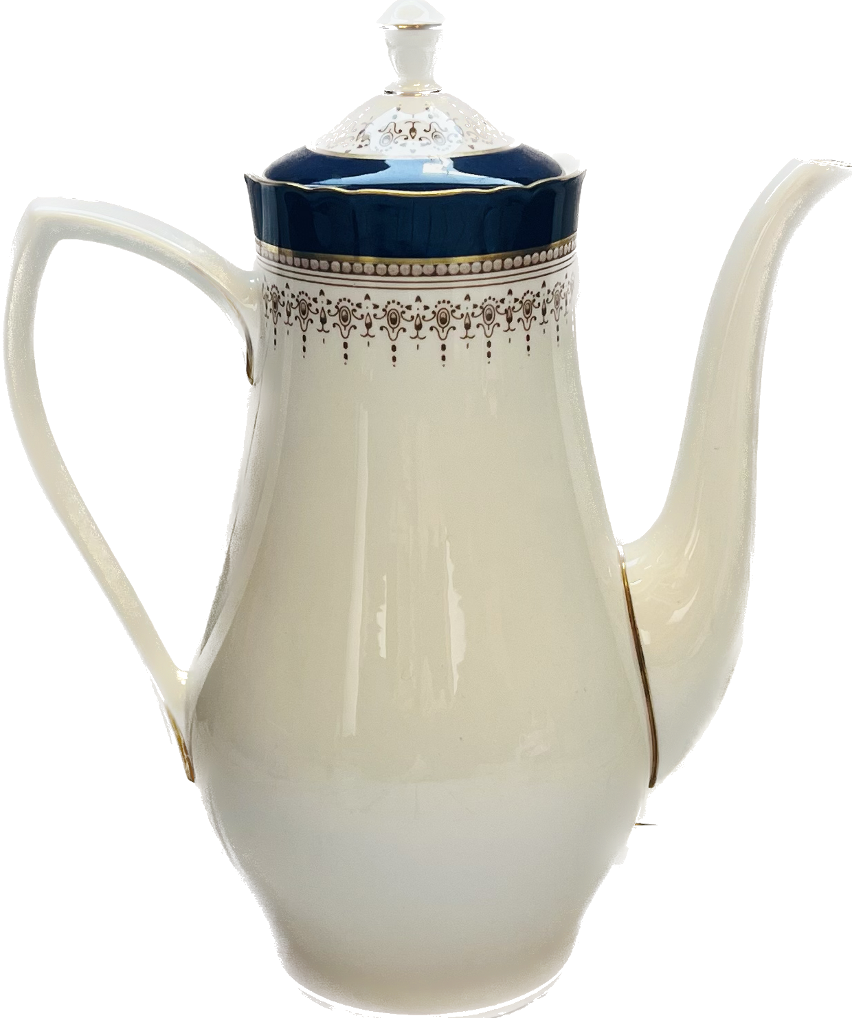 Lovely Vintage Royal Worcester Coffee Pot in Regency Blue, Cobalt and Gilt Discontinued Pattern