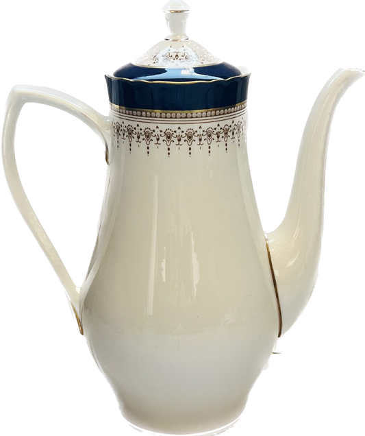 Lovely Vintage Royal Worcester Coffee Pot in Regency Blue, Cobalt and Gilt Discontinued Pattern