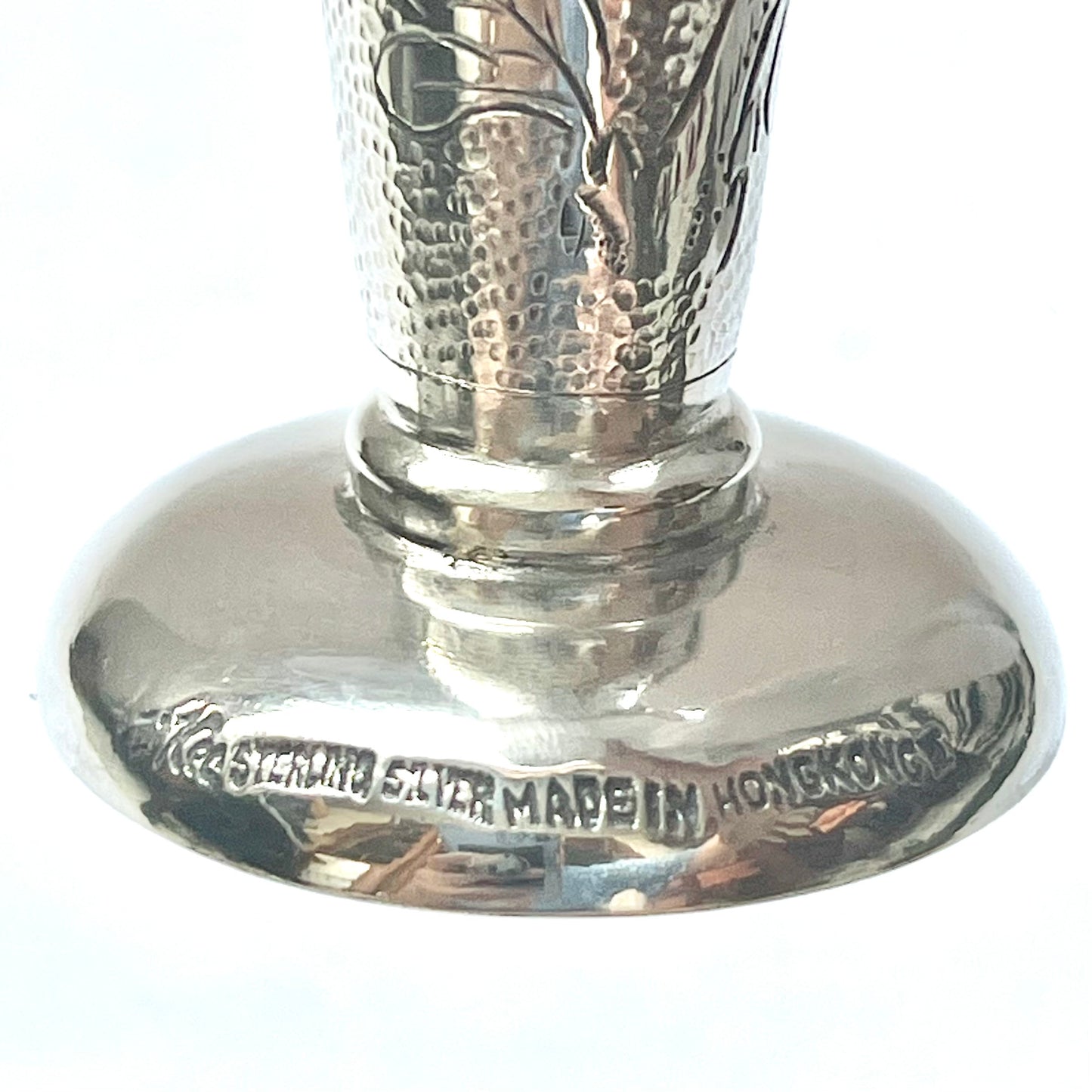 Antique Chinese Export Silver Trumpet Vase with weighted base, early 20th century by Wai Kee, Hong Kong