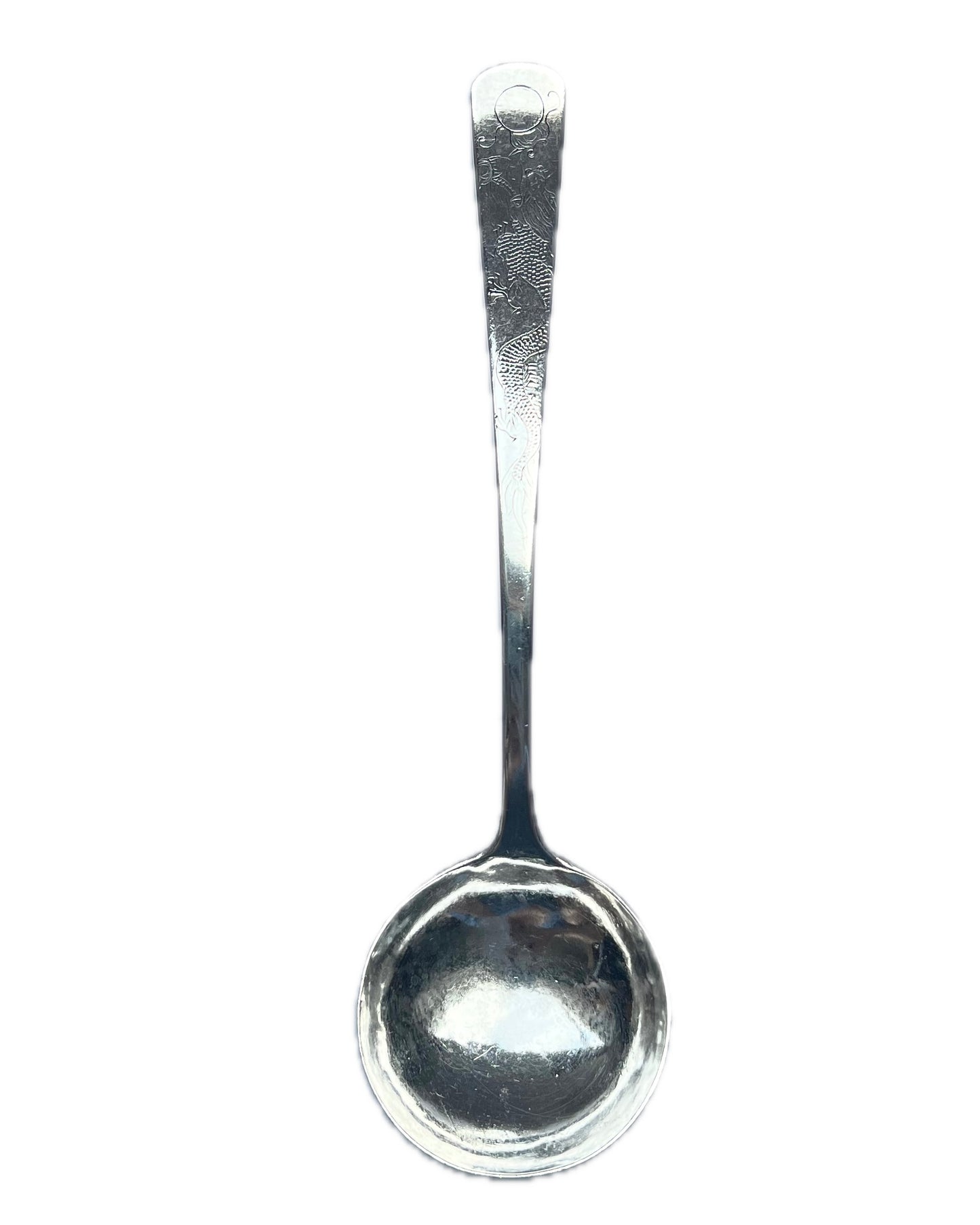 Antique Chinese export silver ladle, marks for Teh Ling, a Peking silversmith circa 1895 to 1900