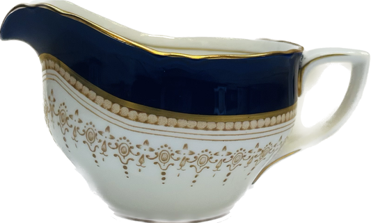 Lovely Vintage Royal Worcester Creamer Jug in Regency Blue, Cobalt and Gilt Discontinued Pattern