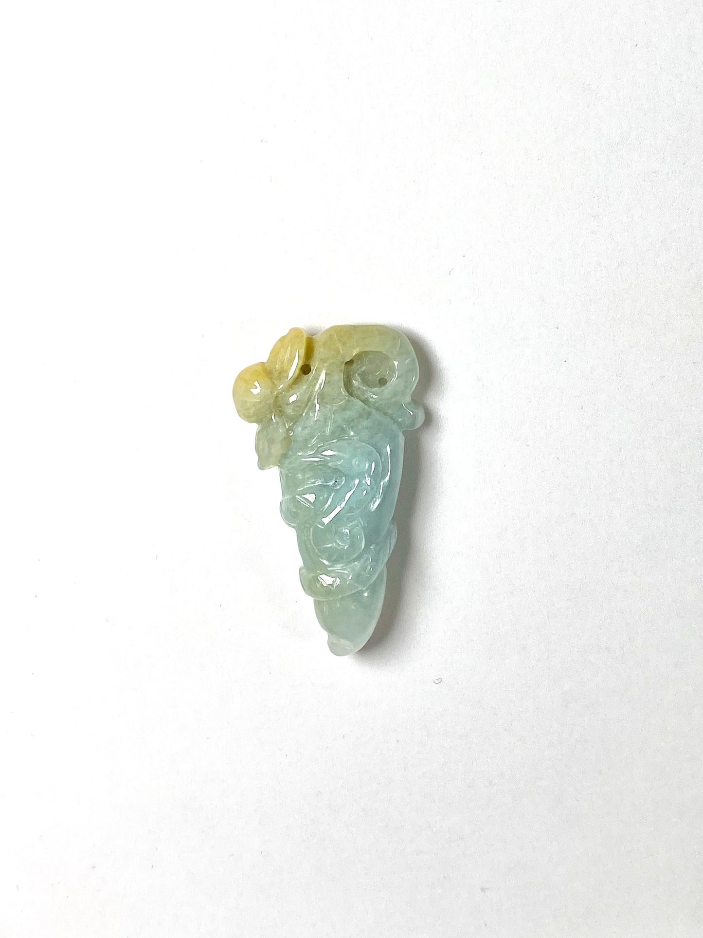 Vintage Chinese Jadeite Fei Cui Snake and Peach Pendant