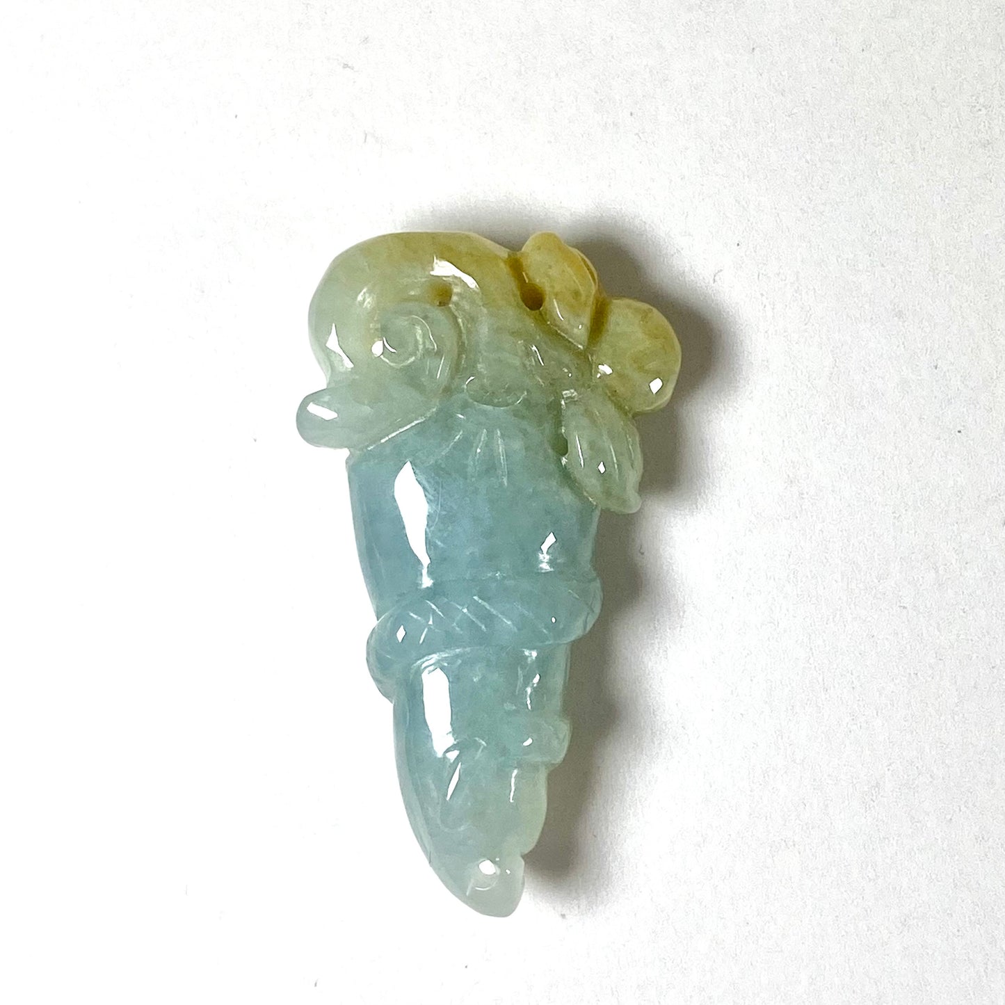 Vintage Chinese Jadeite Fei Cui Snake and Peach Pendant