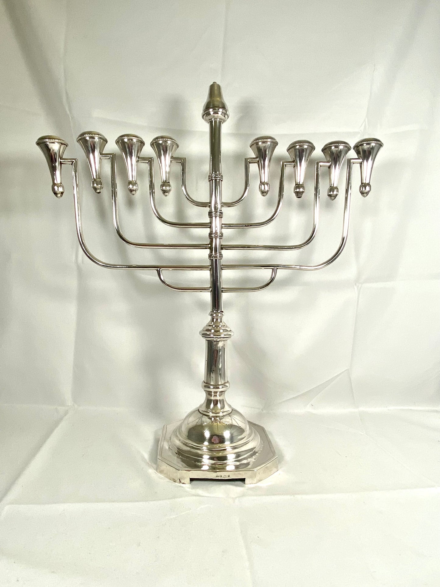 Antique 8 light Polish .800 silver Hanukkah Menorah circa 1920-31