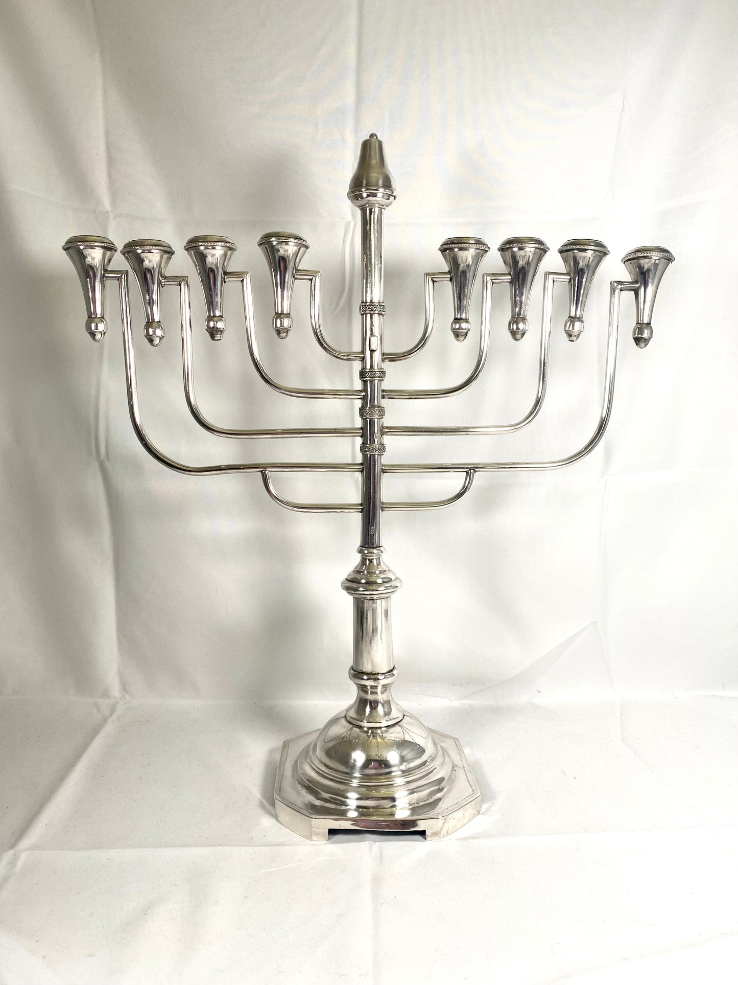 Antique 8 light Polish .800 silver Hanukkah Menorah circa 1920-31