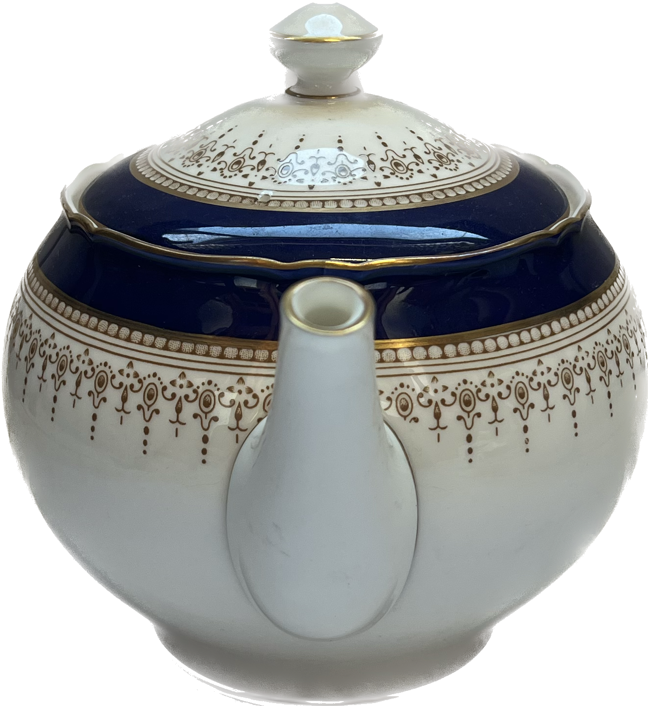 Lovely Vintage Royal Worcester Teapot in Regency Blue, Cobalt and Gilt Discontinued Pattern