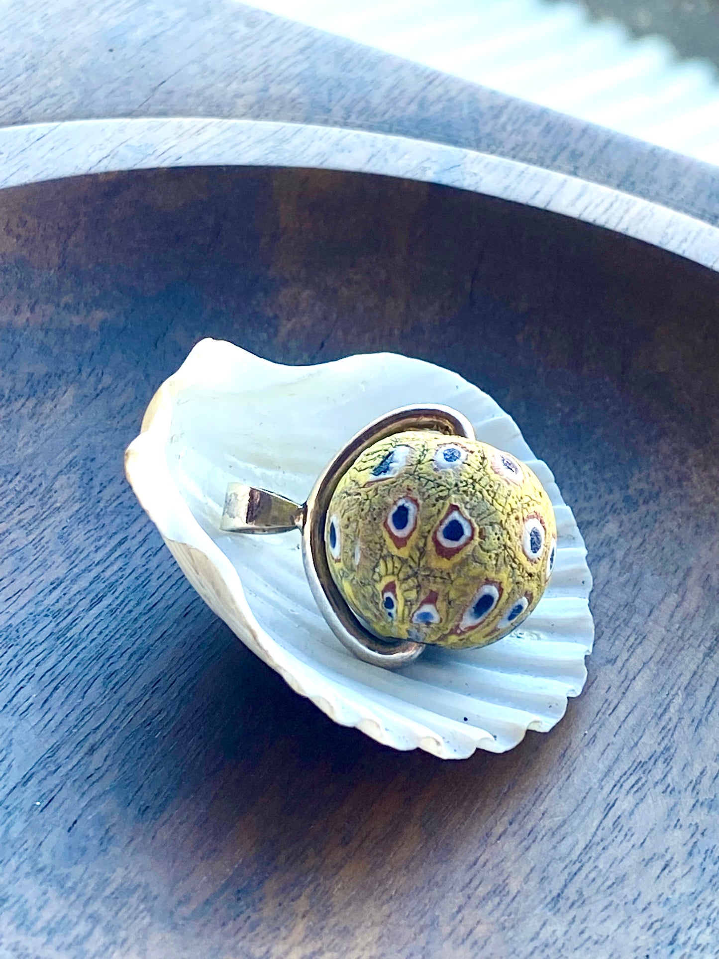 Ancient Millefiori Glass Trade Bead, Javanese Jatim Stratified Eye Bead, Swivel Fob Pendant