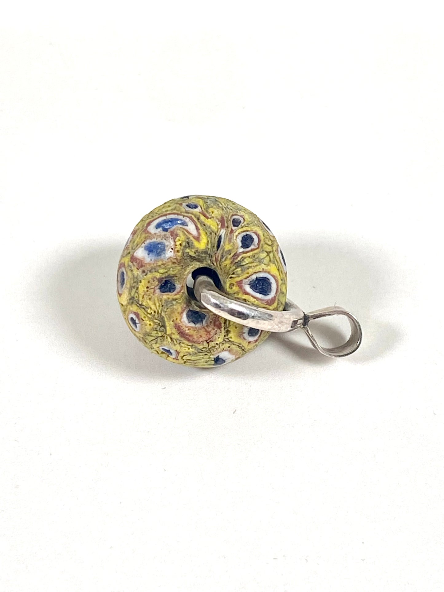 古代 Millefiori 玻璃贸易珠、爪哇 Jatim 分层眼珠、旋转表链吊坠