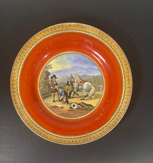 19 世纪中期描绘骑士的普拉特韦尔瓷盘