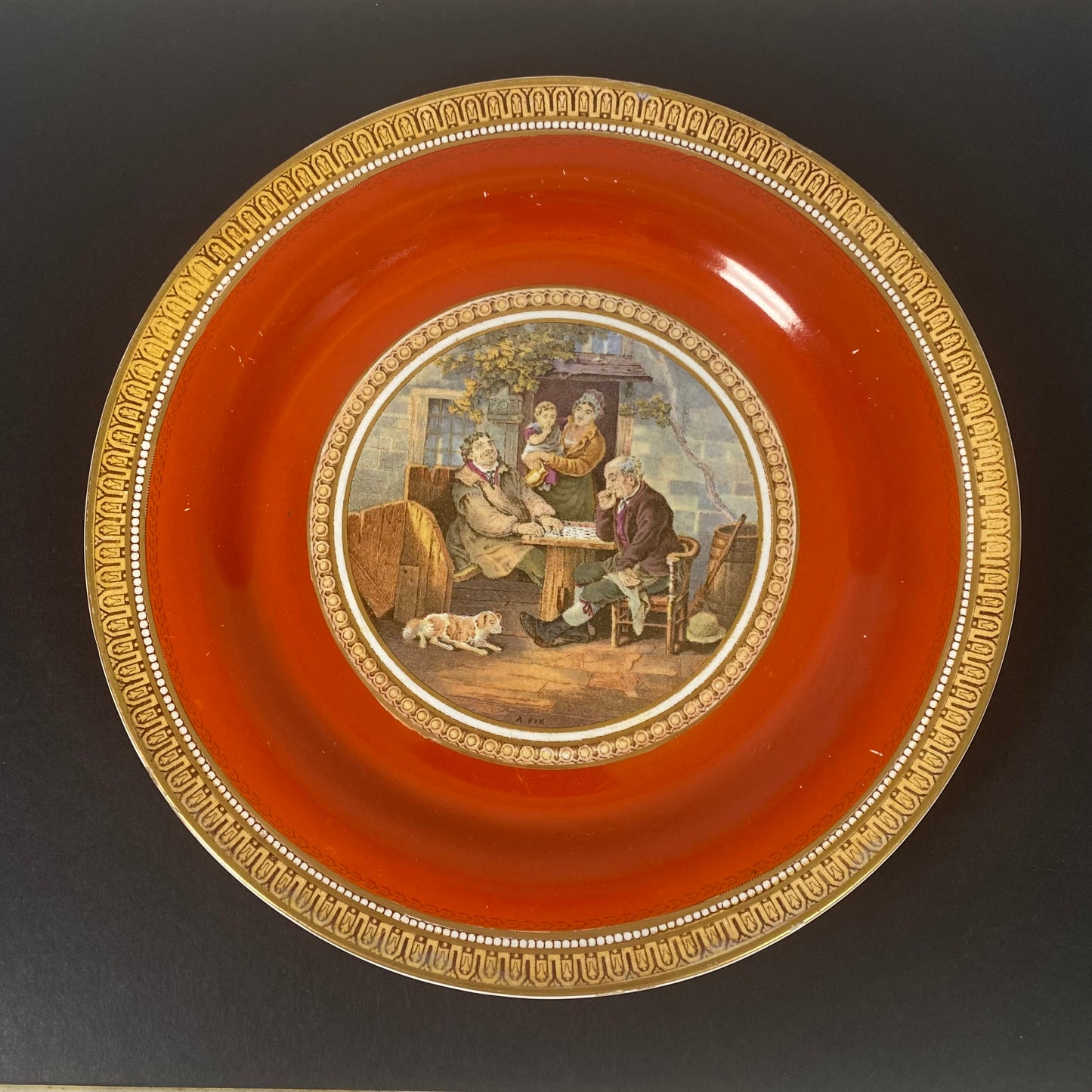 Mid 19th Century Prattware Plate titled "A Fix"