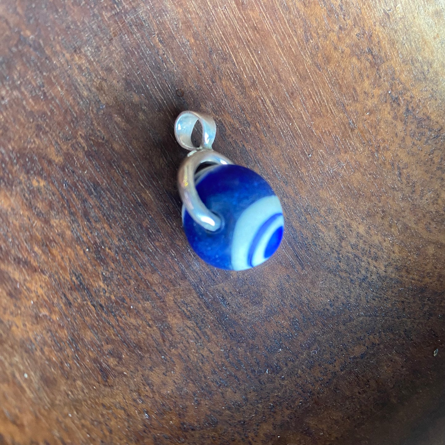 Ancient Millefiori Cobalt Glass Trade Bead, Javanese Jatim Eye Bead, Swivel Fob Pendant