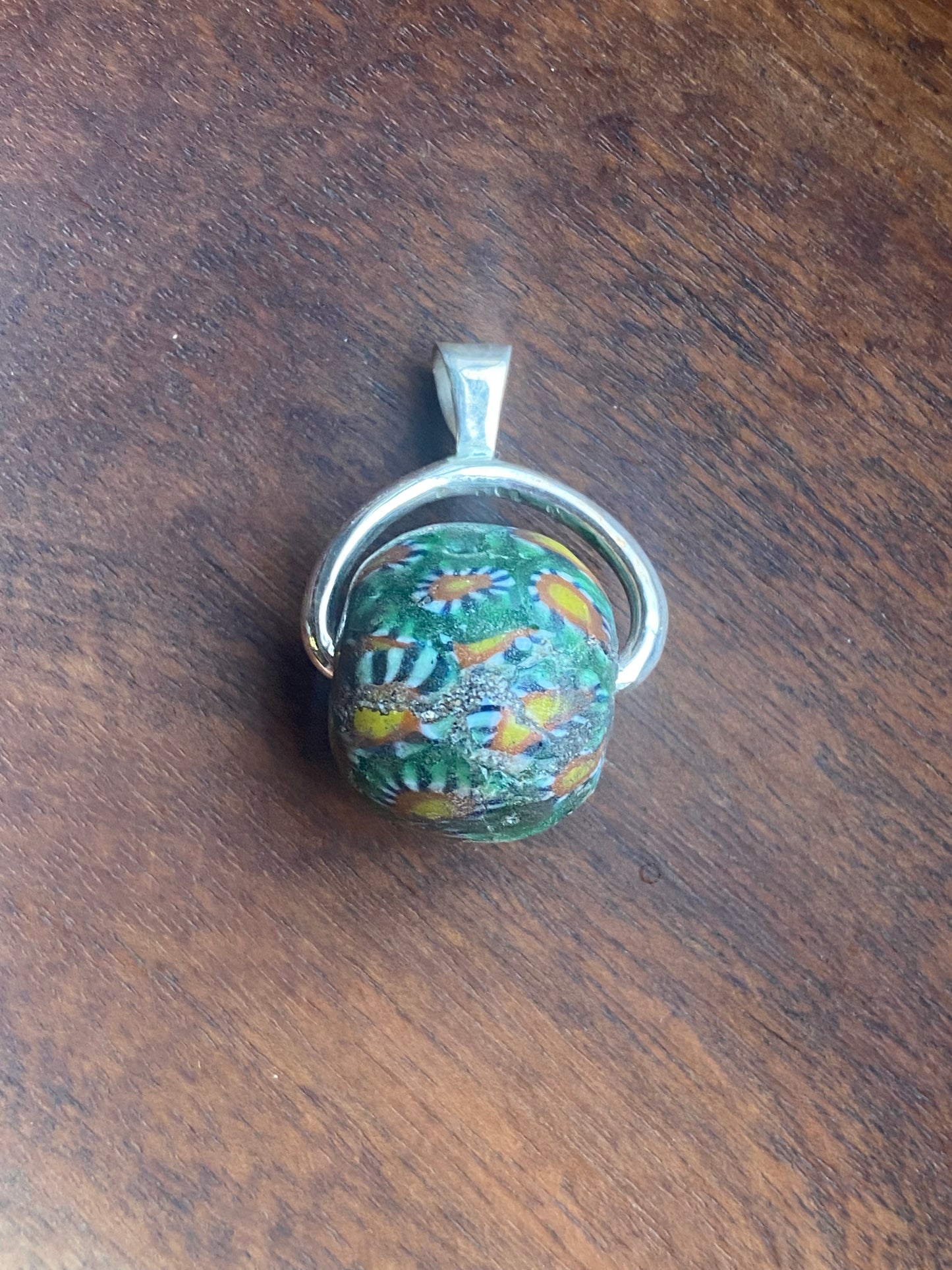 Ancient Millefiori Glass Trade Bead, Javanese Jatim Millefiori Trade Bead, Swivel Fob Pendant