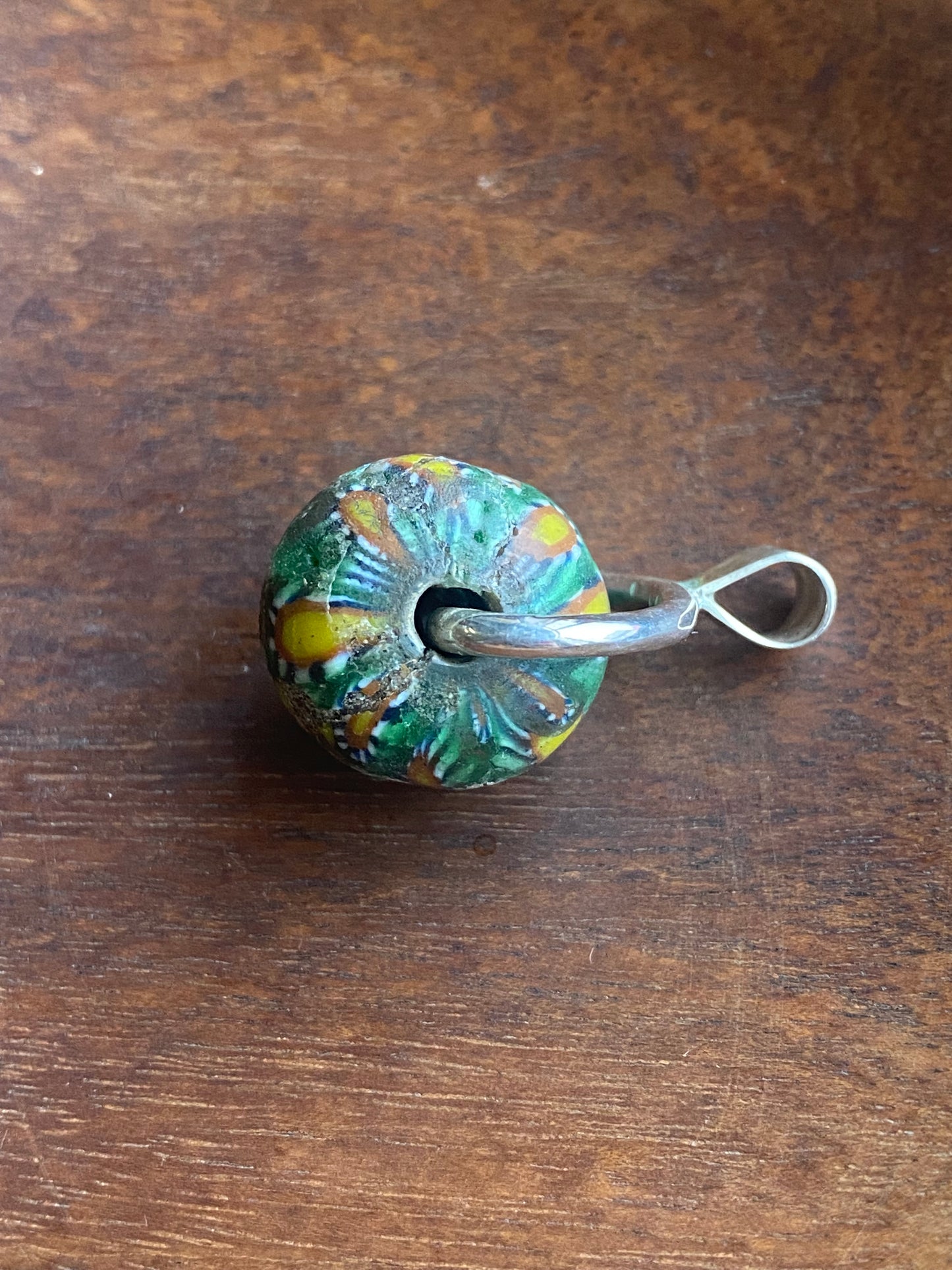 Ancient Millefiori Glass Trade Bead, Javanese Jatim Millefiori Trade Bead, Swivel Fob Pendant