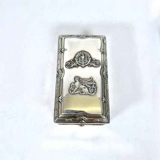 Lovely antique English Edwardian sterling silver travelling spirit burner, Egyptian Revival