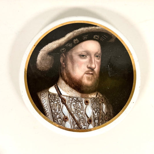 20th Century Prattware Pot Lid of Henry VIII based on National Portrait Gallery Painting.