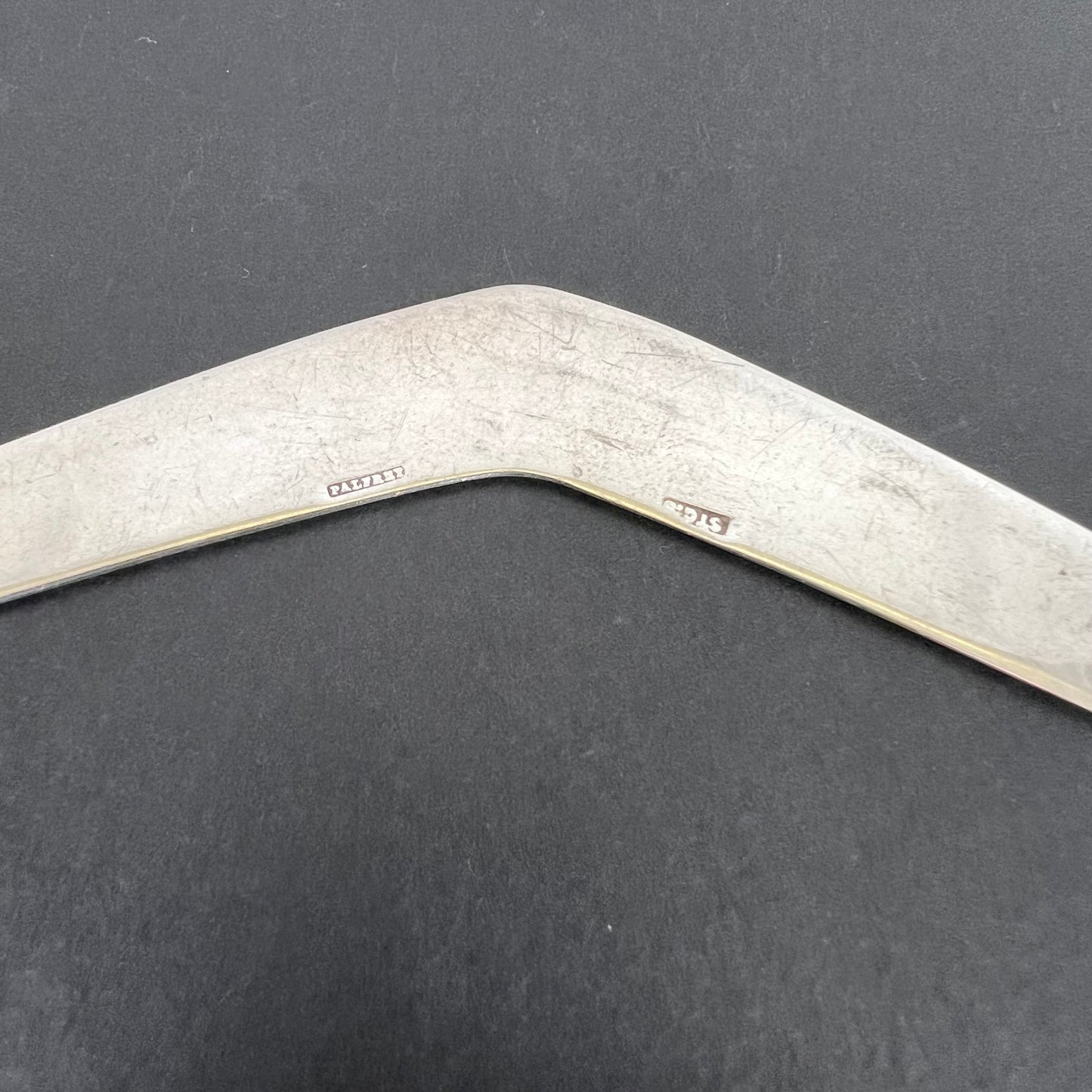 Rare early hallmarked Late Colonial to Early Federation Australian sterling silver miniature boomerang