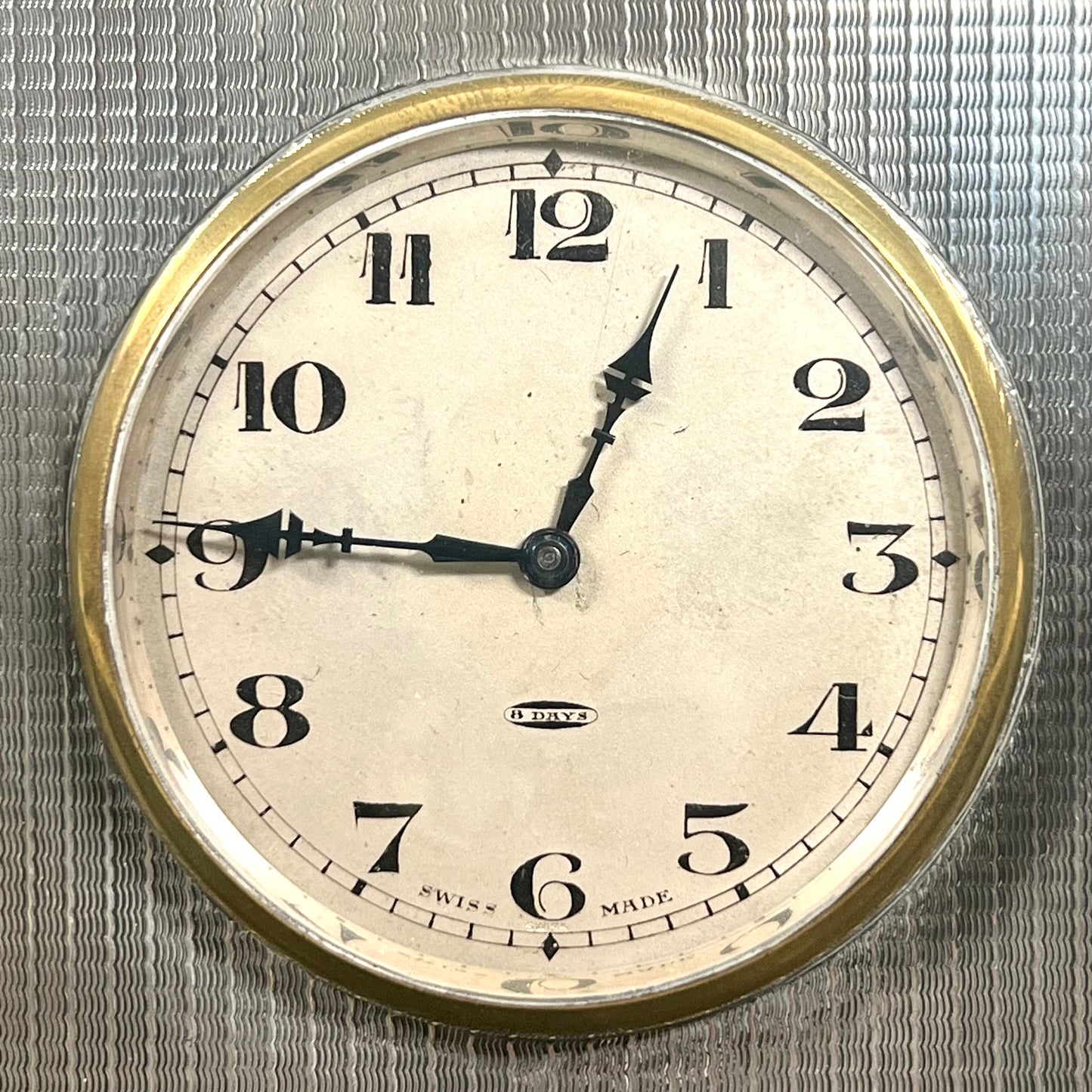 Vintage near antique sterling silver frame Swiss travel clock, Adie Brothers Ltd., Birmingham 1927