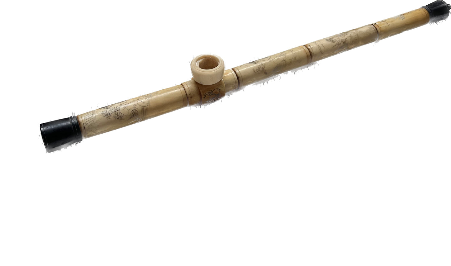 Late Qing, likely late 19th to early 20th century bone handled opium pipe