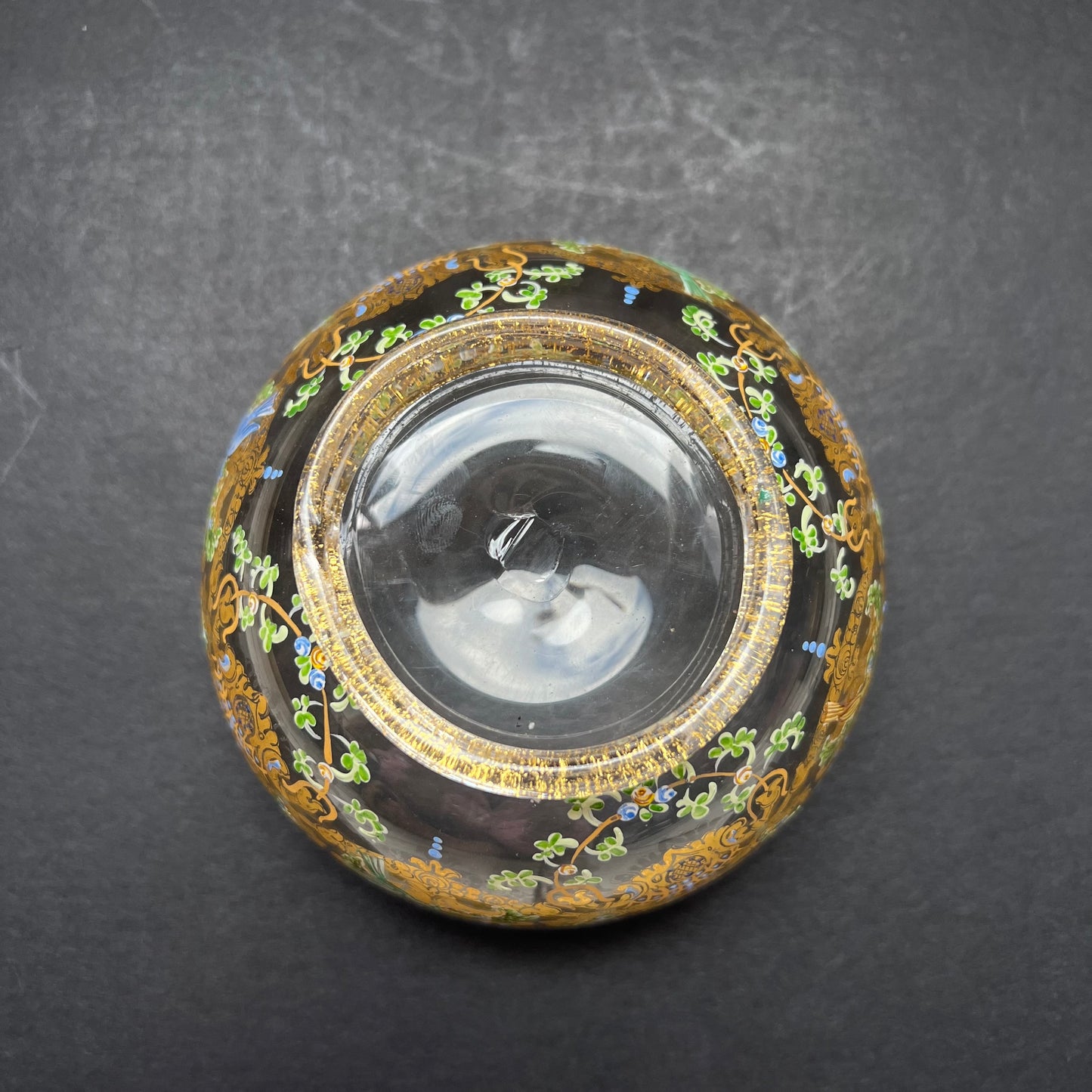 19th century Venetian Murano enamelled hand-blown glass bowl and plate set, in style of Salviati