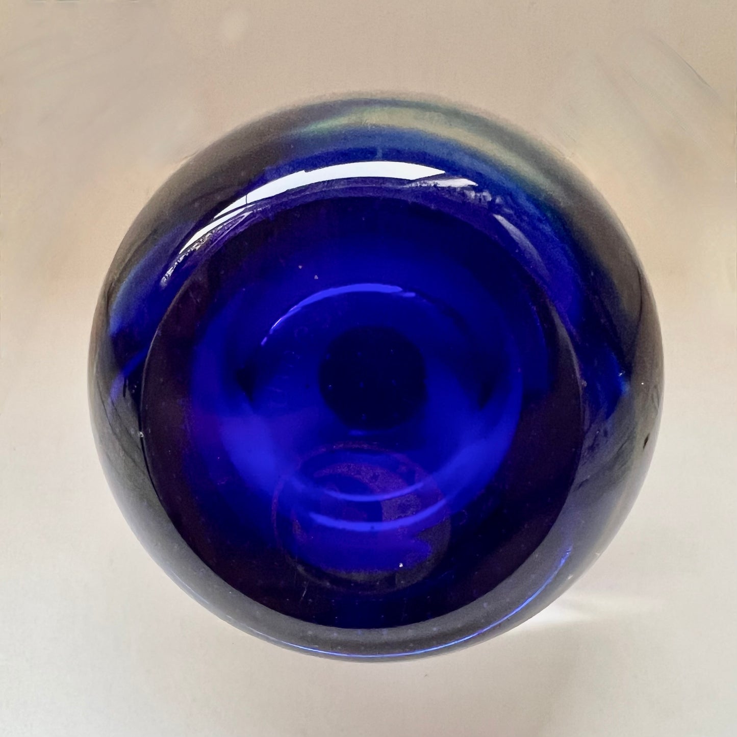 Mid-century cobalt Caithness art glass paperweight inkwell, 1970s