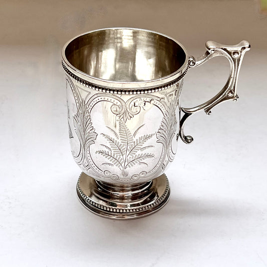 Antique Late Victorian Sterling Silver Christening Cup, F J H Thomas. Birmingham, 1876