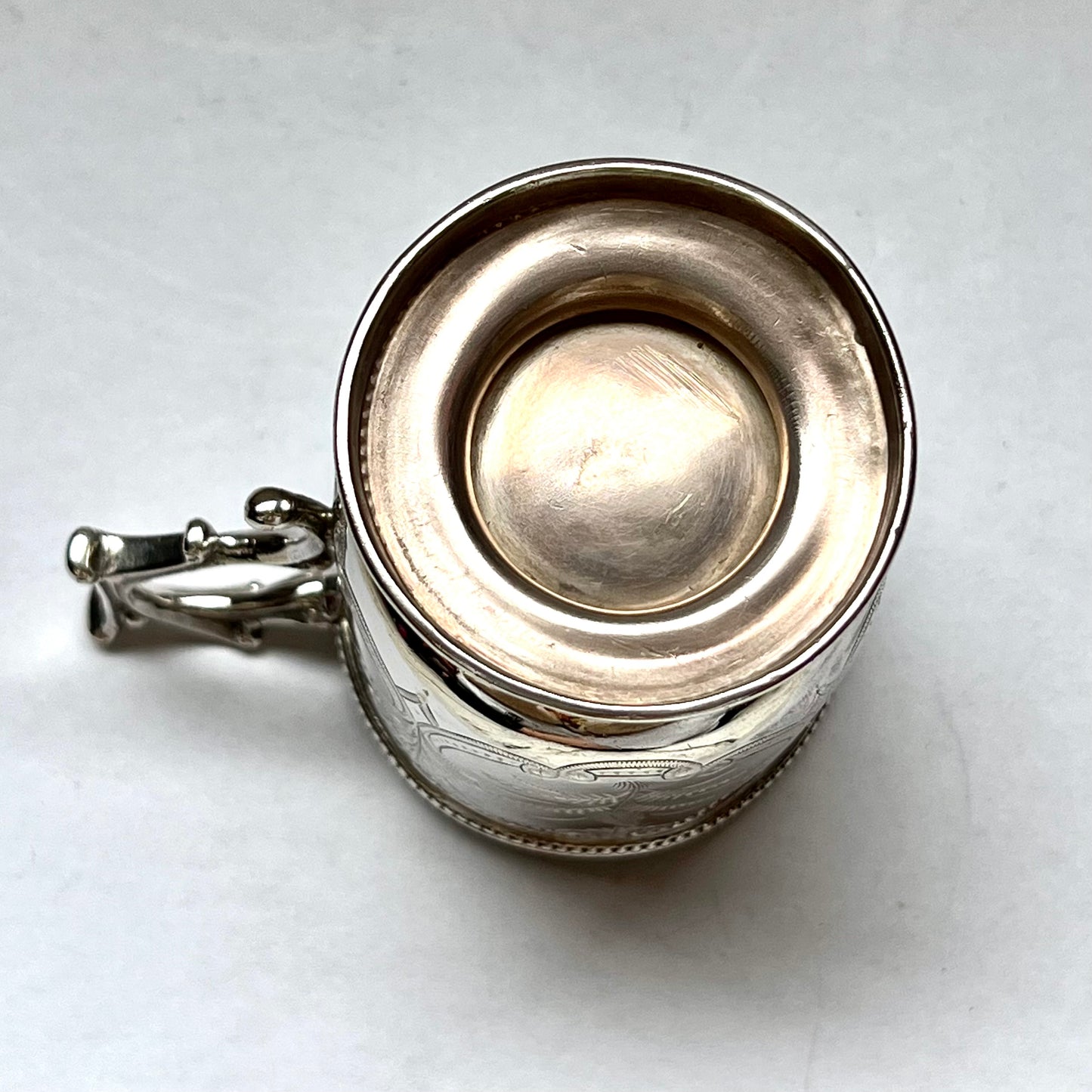 古董晚期维多利亚纯银洗礼杯，FJH Thomas。伯明翰，1876 年