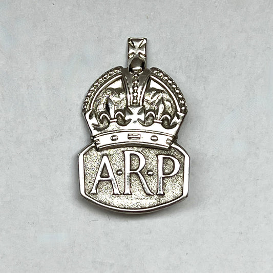 Vintage Near Antique WWII English ARP Air Raid Precautions Badge, Rare Early Sterling Silver, 1936.