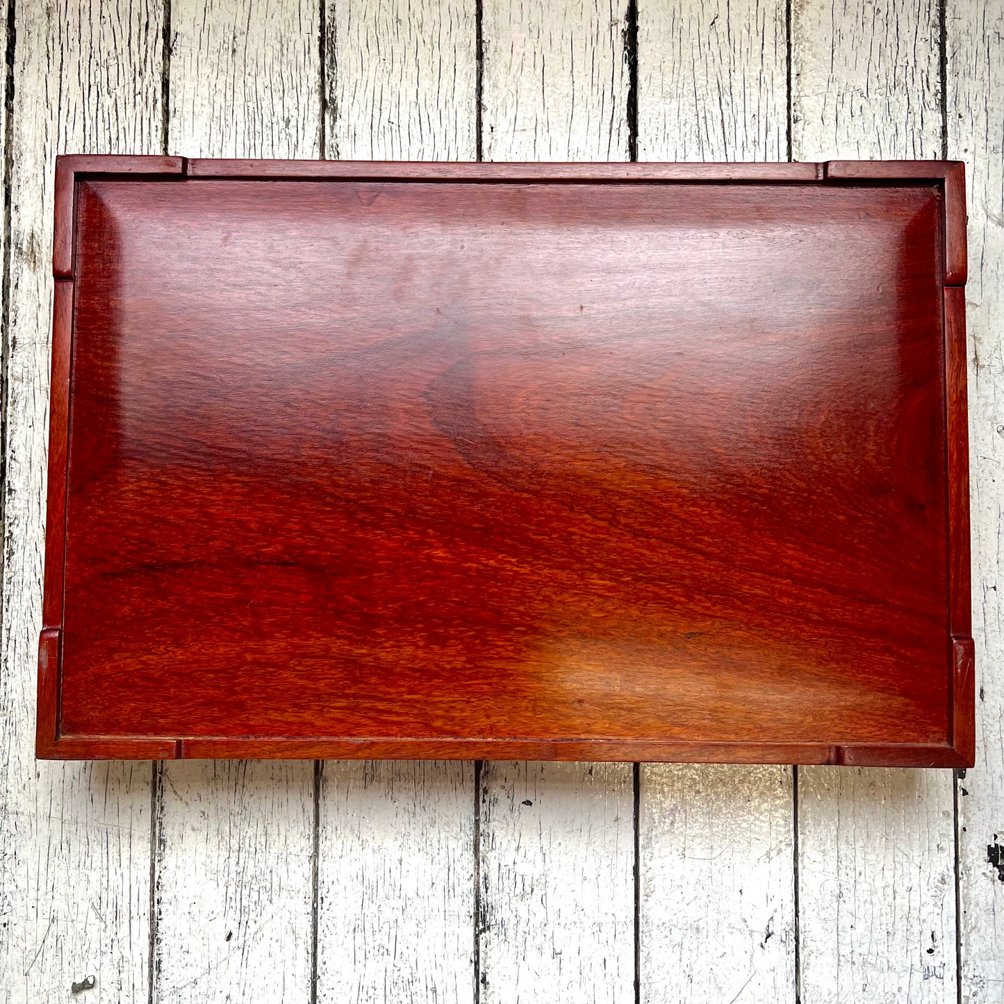 Set of three vintage midcentury Chinese rosewood and brass nesting trays