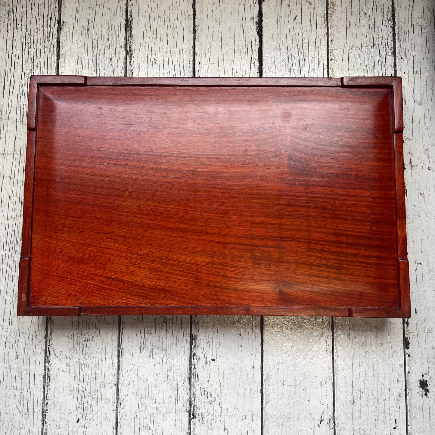 Set of three vintage midcentury Chinese rosewood and brass nesting trays