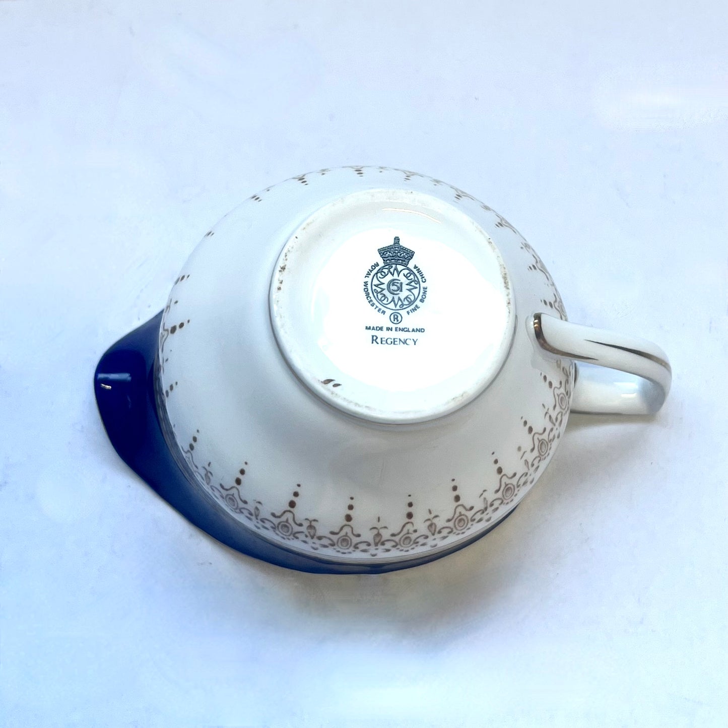 Lovely Vintage Royal Worcester Creamer Jug in Regency Blue, Cobalt and Gilt Discontinued Pattern