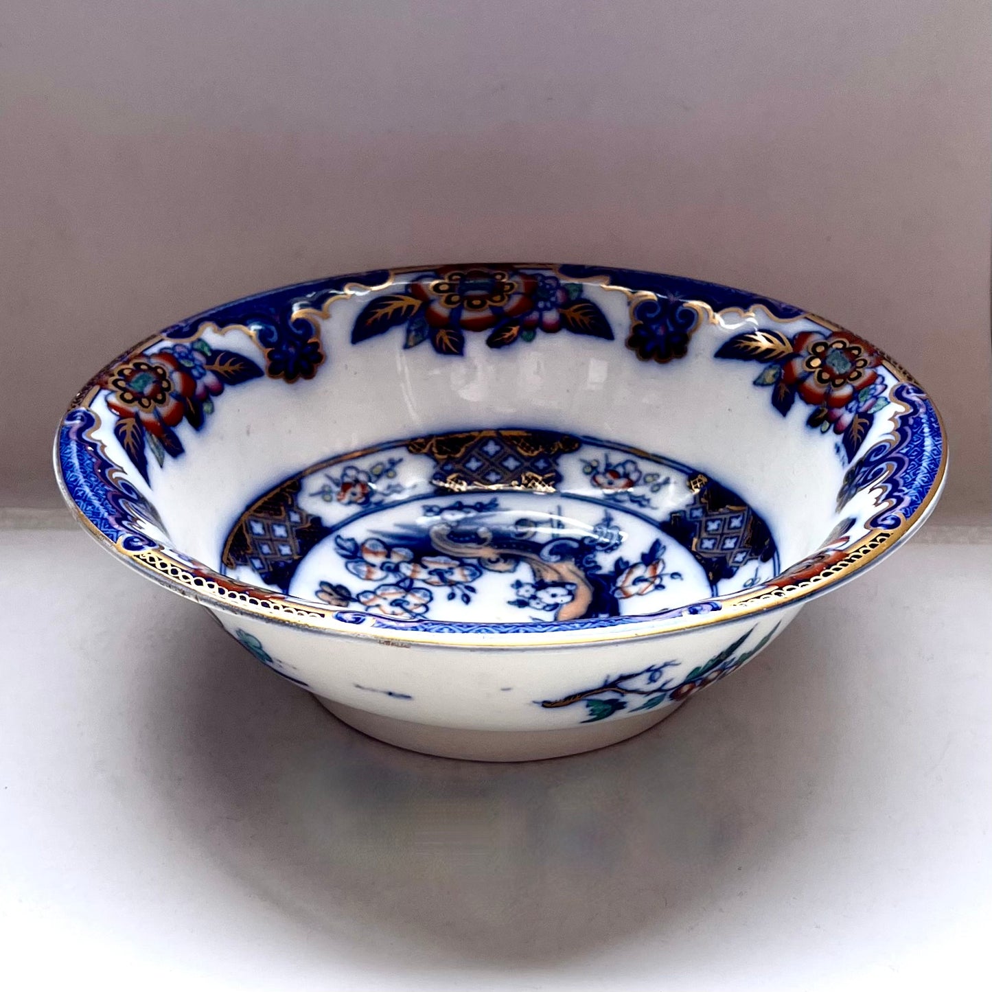 Large 19th century English Improved Stone China chinoiserie serving bowl, attrib. Charles Meigh