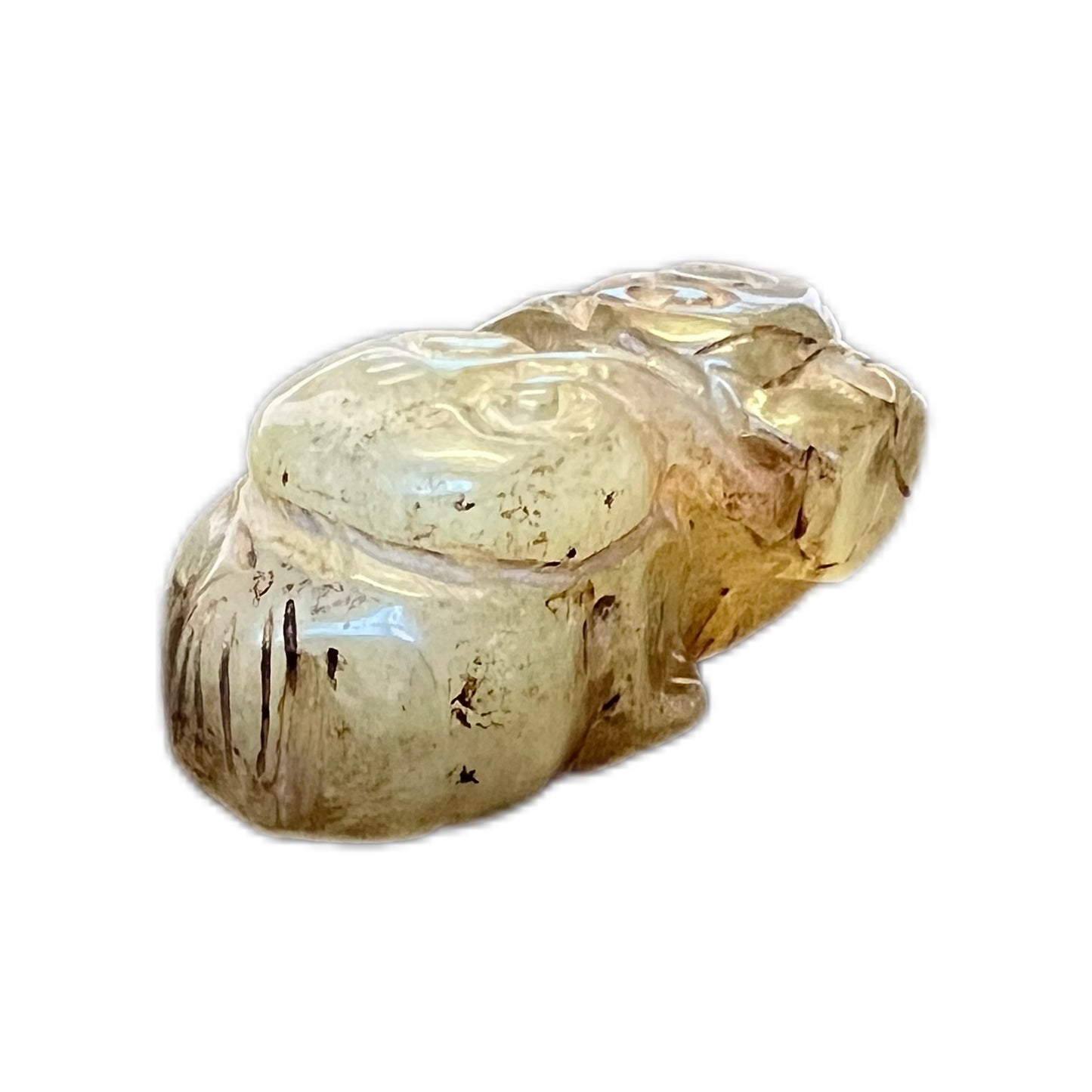 Vintage nephrite celadon jade carved mythical feline beast pendant