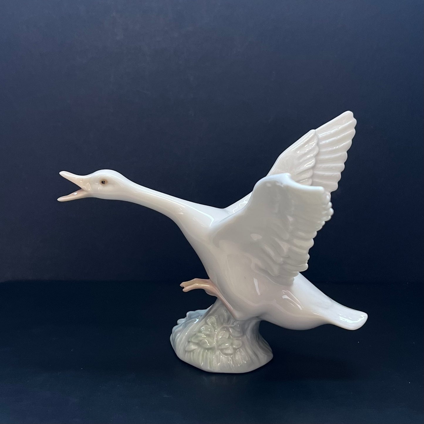 Vintage Spanish Lladro Porcelain Figurine, Jumping Duck Figurine, late 20th century