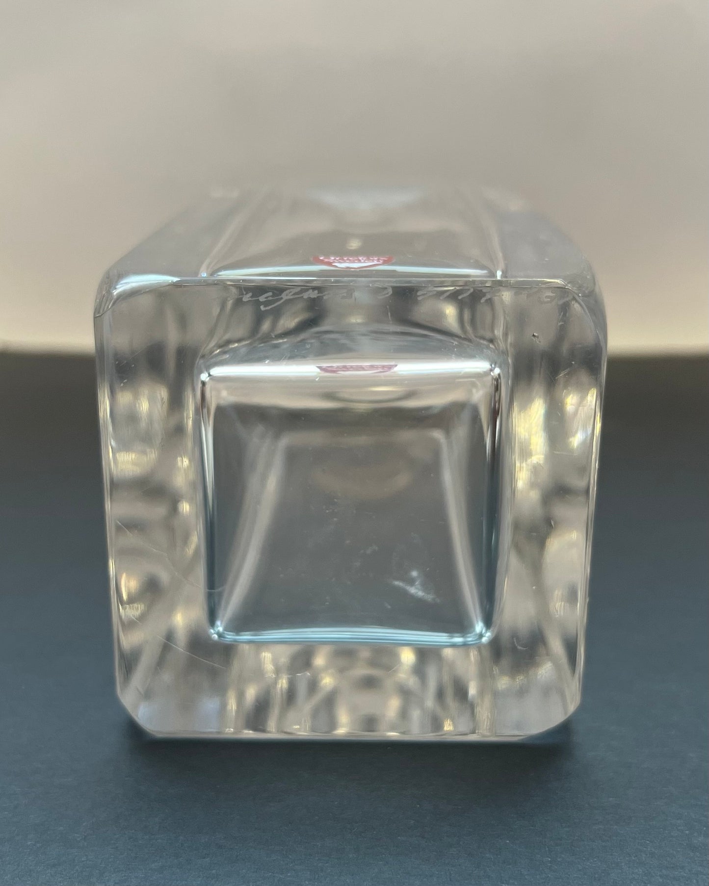 Fantastic midcentury hand-wrought Orrefors crystal decanter circa 1973, signed by Ingeborg Lundin