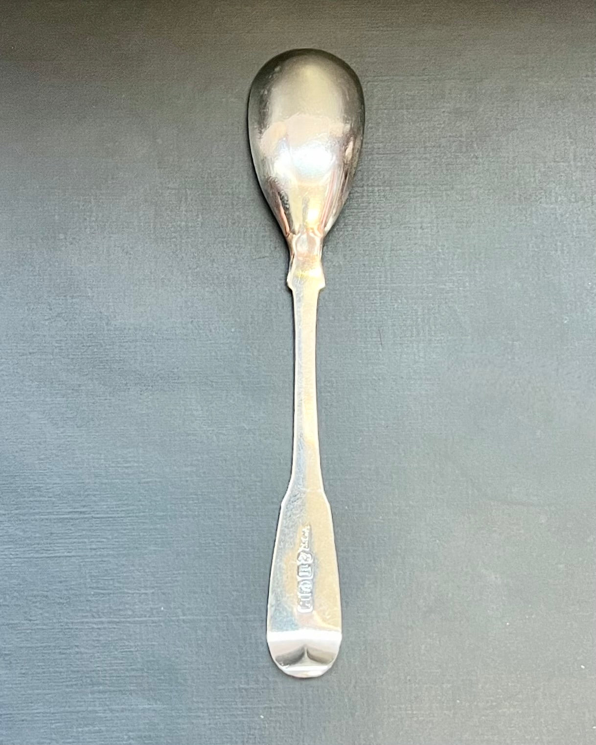 Scottish Georgian sterling silver mustard spoon, Edinburgh, 1821, William Marshall