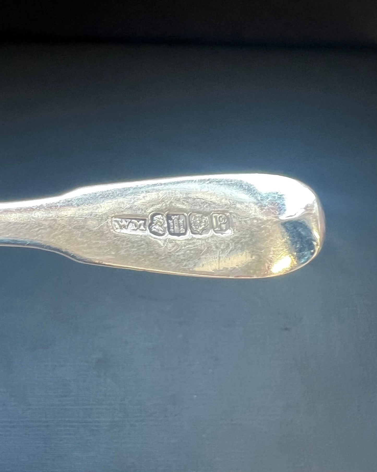 Scottish Georgian sterling silver mustard spoon, Edinburgh, 1821, William Marshall