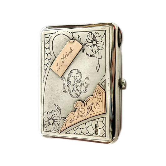Antique 9 ct gold and .875 Russian silver purse