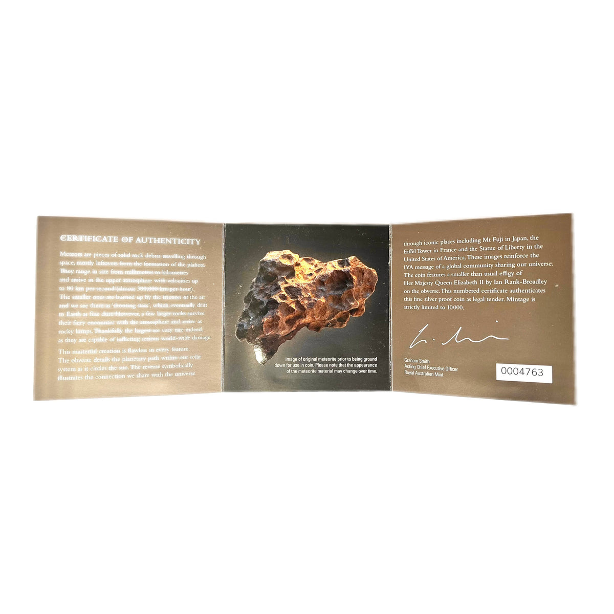 Royal Australian Mint 2009 International Year of Astronomy $5 Fine Silver Proof Meteorite coin
