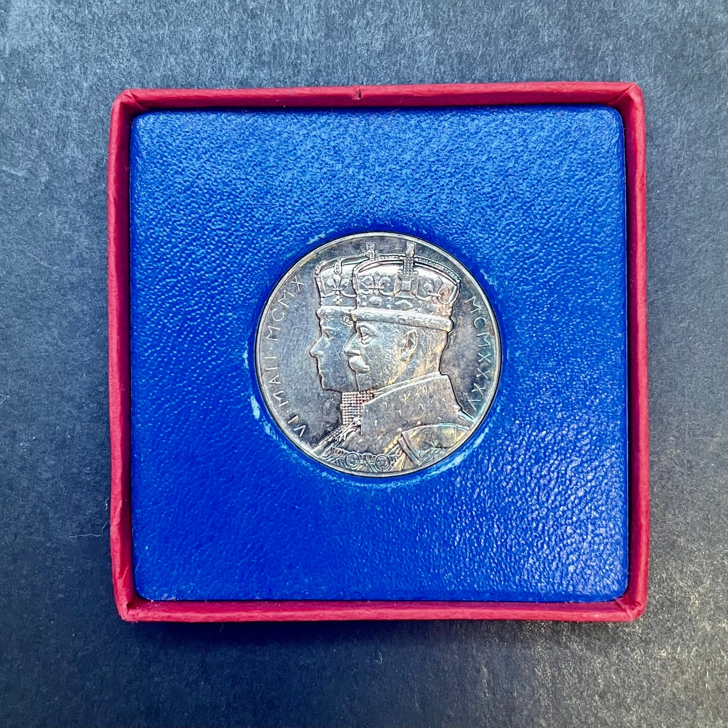 Vintage George V sterling silver Medal in original box from 1935