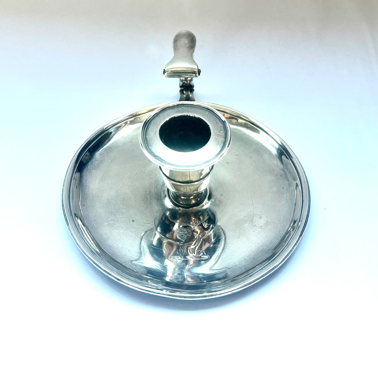 Rare neo-classical George III sterling silver chamberstick. John Schofield, London, 1786