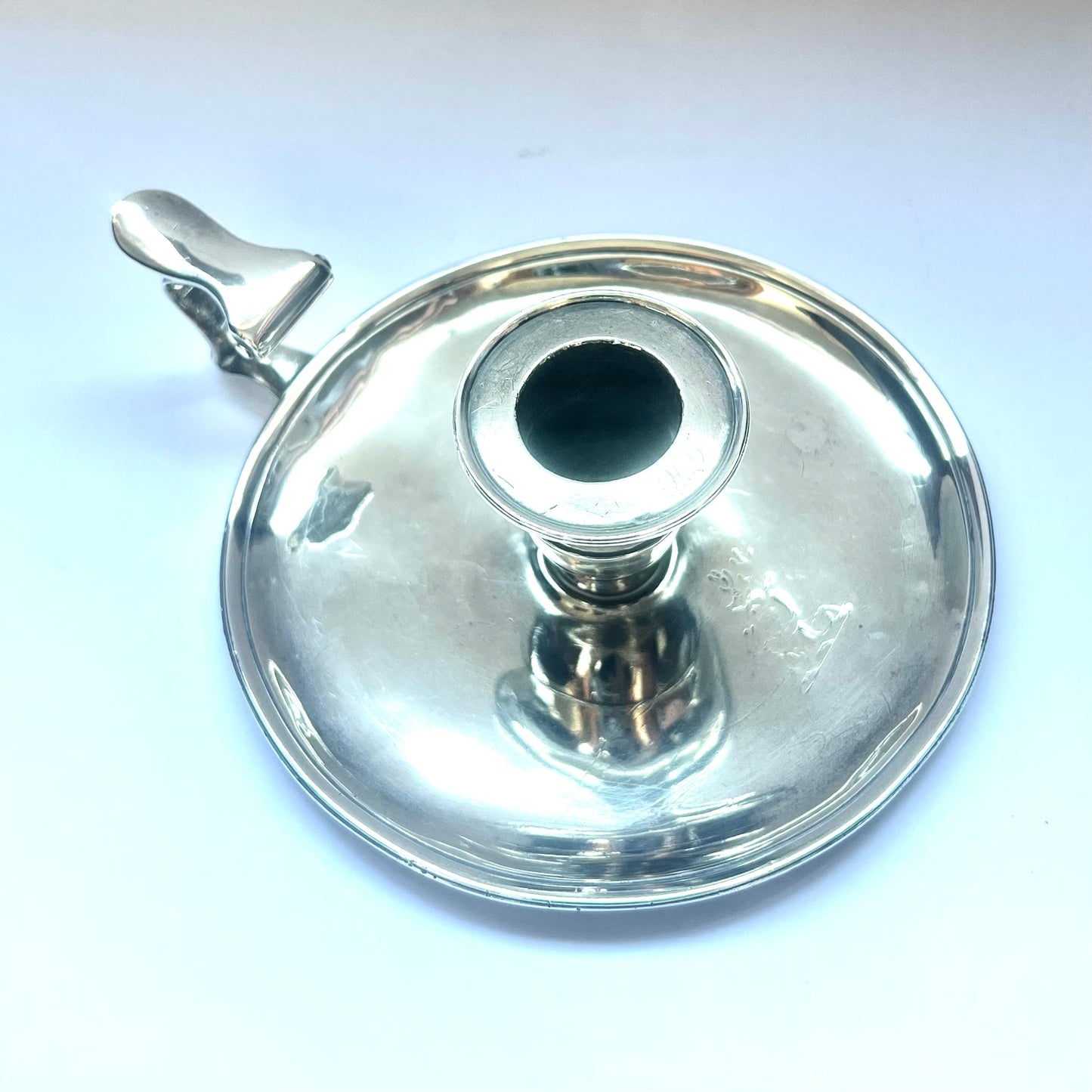 Rare neo-classical George III sterling silver chamberstick. John Schofield, London, 1786