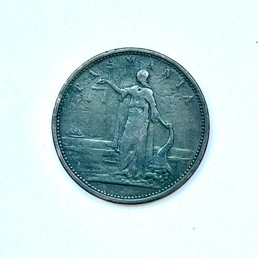 Rare mid 19th century early Australian one penny store token for R. Andrew Mather, Family Draper, Hobart, Tasmania