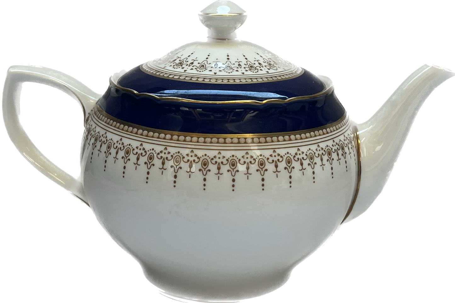 Lovely Vintage Royal Worcester Teapot in Regency Blue, Cobalt and Gilt Discontinued Pattern