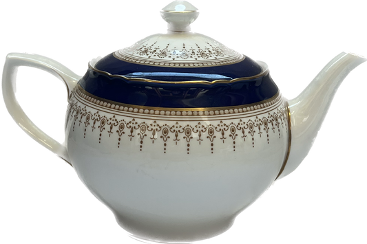 Lovely Vintage Royal Worcester Teapot in Regency Blue, Cobalt and Gilt Discontinued Pattern