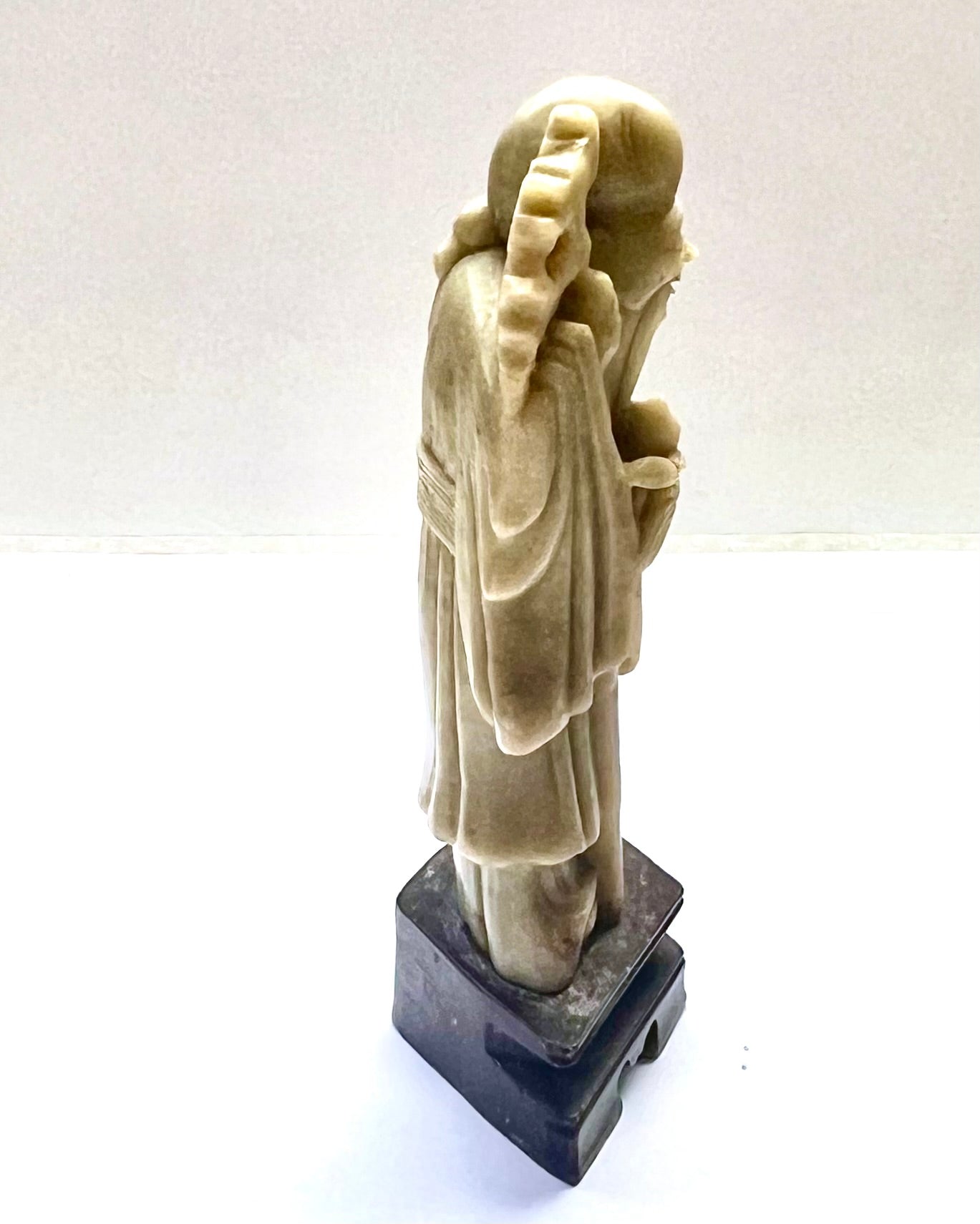 Vintage Chinese Lantian Jade figurine of Shou Lao, the god of longevity. Serpentine