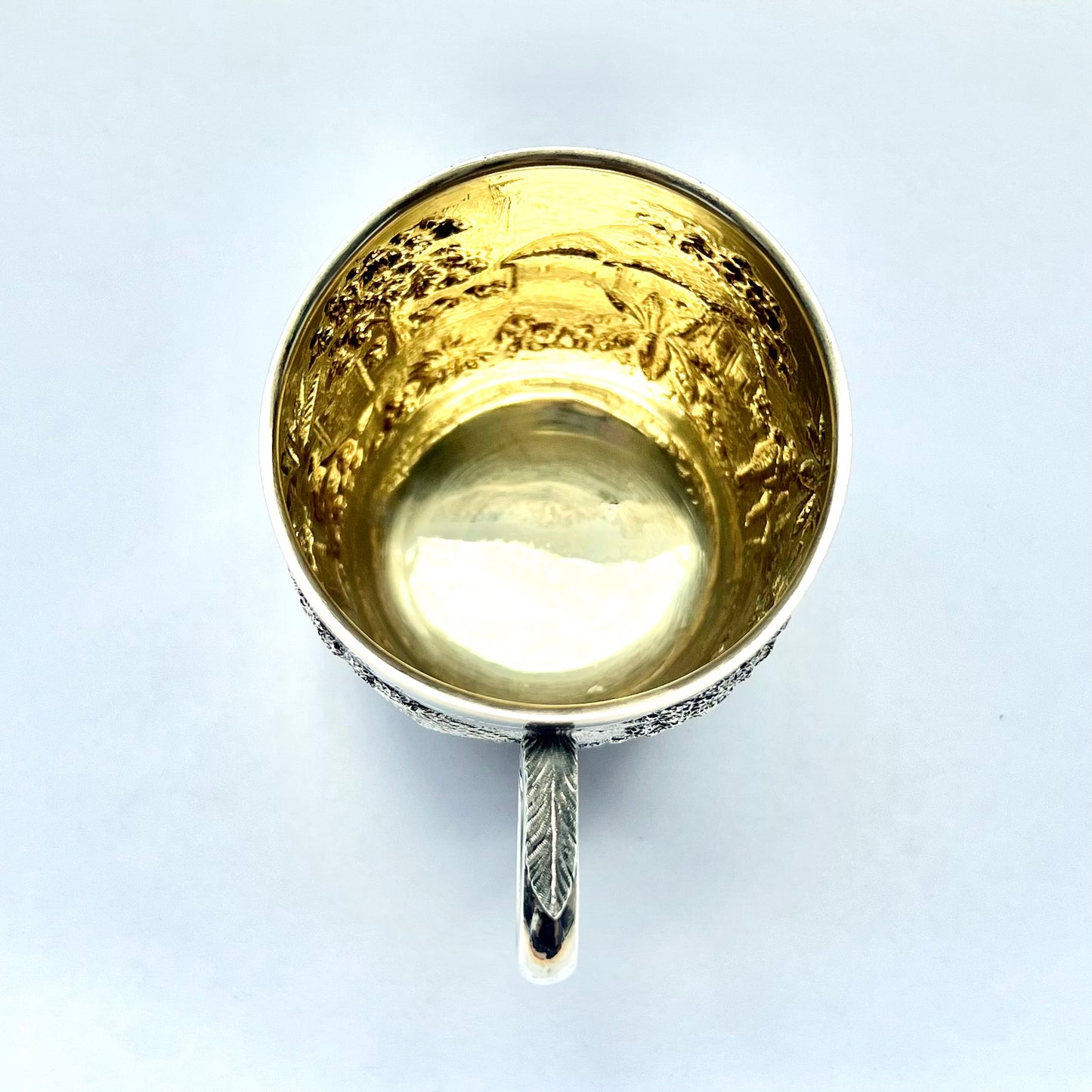 Antique Anglo-Indian Calcutta silver christening cup by renowned silversmith Grish Chunder Dutt