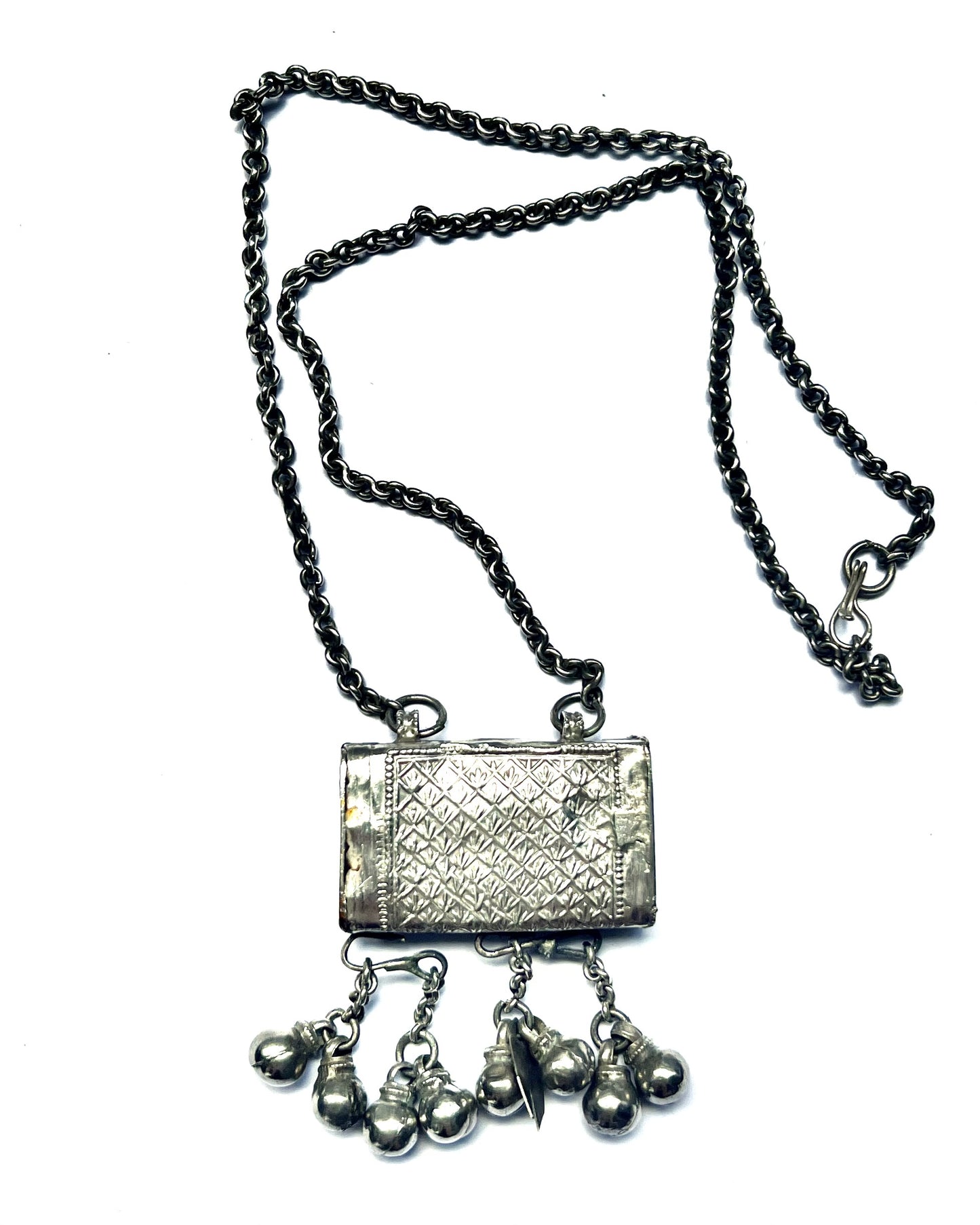 漂亮的古董拉贾斯坦银护身符/祈祷盒项链，约 19 世纪