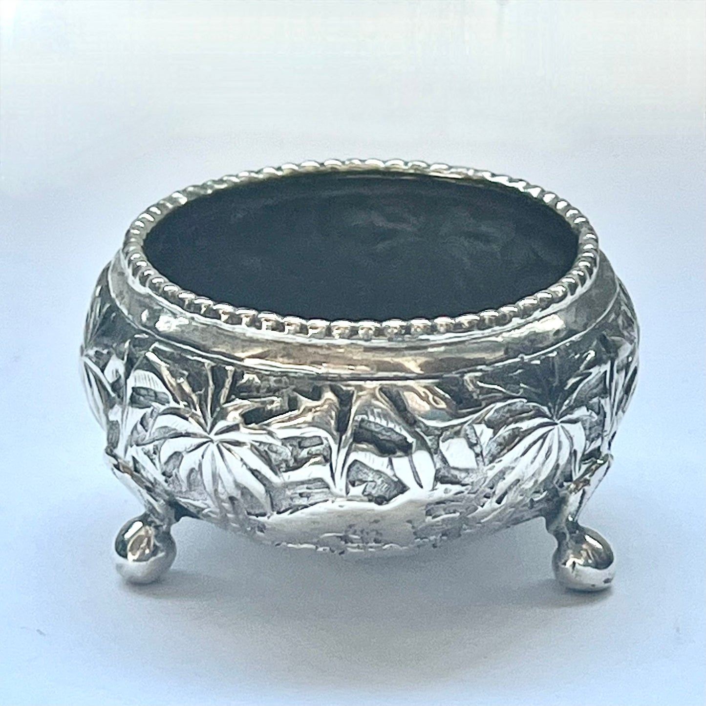 Pair of antique Anglo-Indian Lucknow silver salt cellars, circa late 19th century